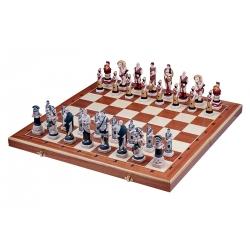SPARTACUS (pieces painted stone, wooden chess case, intarsia, insert tray)